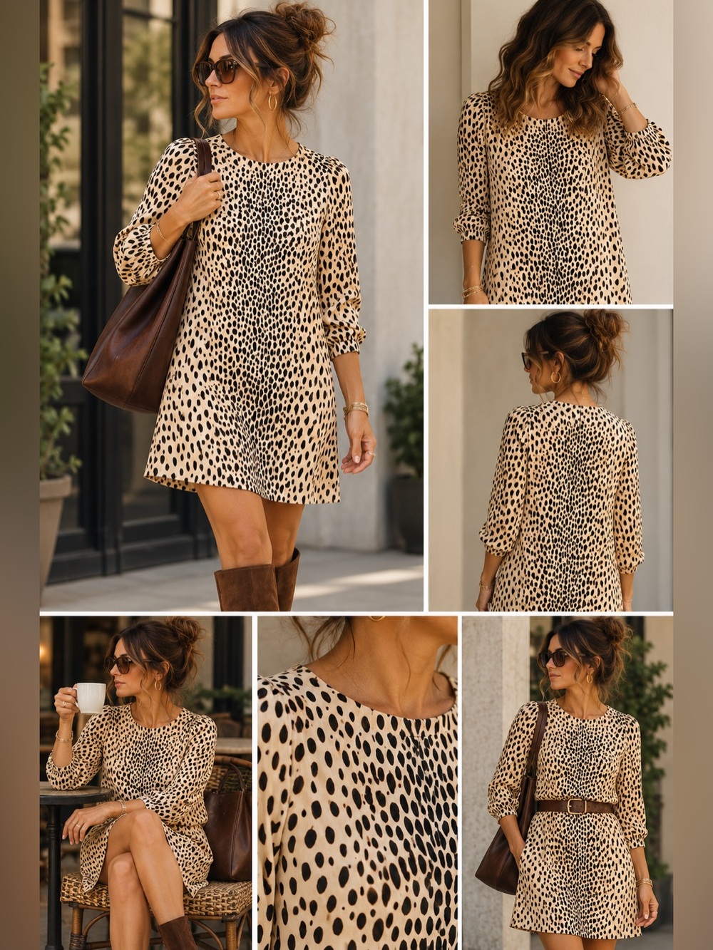 J. Crew Cream and Black Printed Shift Dress